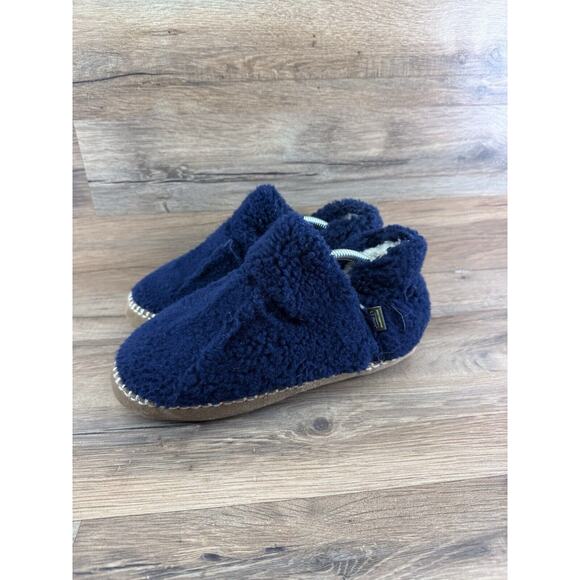 LL Bean Cozy Slipper Bootie Boys 5 6 Bright Navy Sherpa Fleece Wicked - Picture 1 of 6